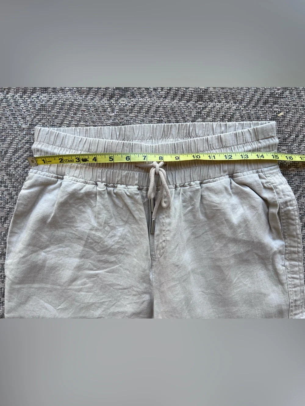 Quince 100% European‎ Linen Wide Leg Drawstring Pants Beige Women's Medium